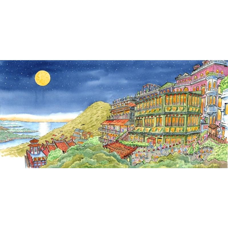 台湾 風景画 絵画 九分 絵 千と千尋の神隠し 版画 ジークレー 水彩画