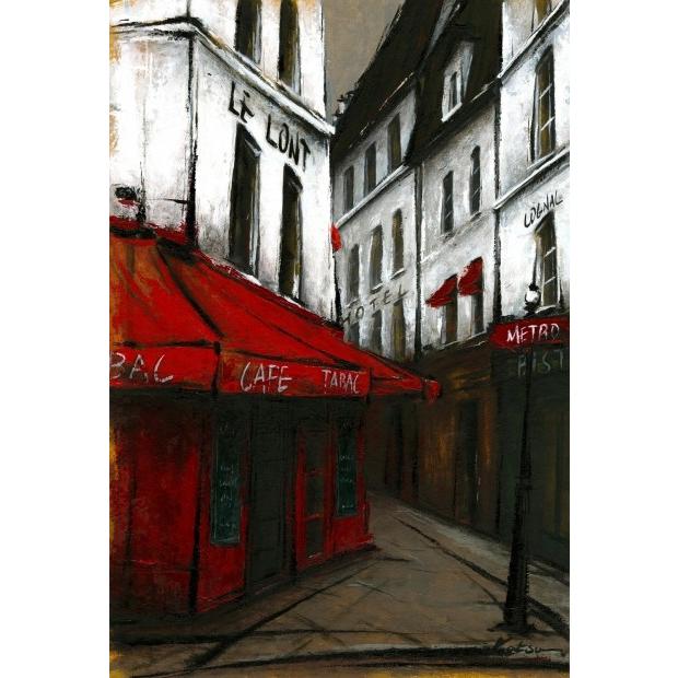 パリ 風景画 絵画 フランス 油絵 油彩画 中野克彦 「METRO」 額付き