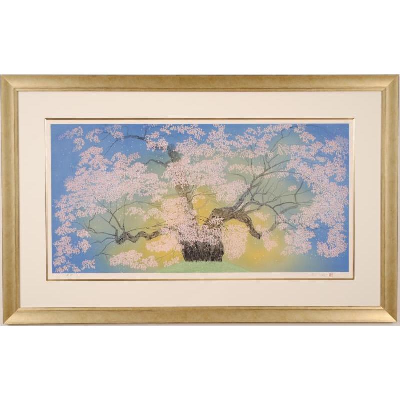 中島千波 醍醐桜 桜 絵画 和風 岡山県真庭郡落合町 日本画家 シルク