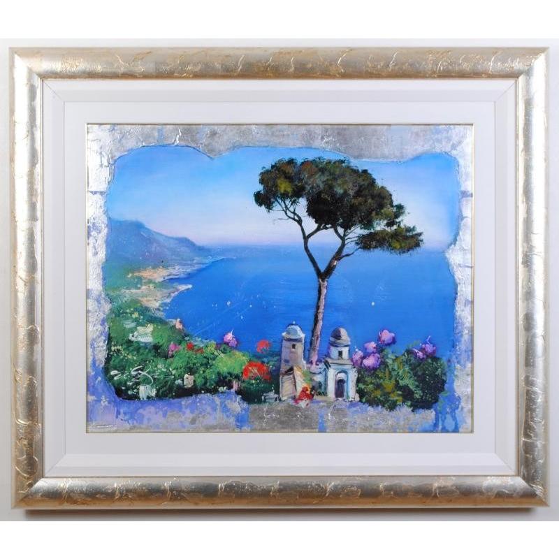 アマルフィー・コースト イタリア 風景画 海 絵画 アクリル画 ネイト