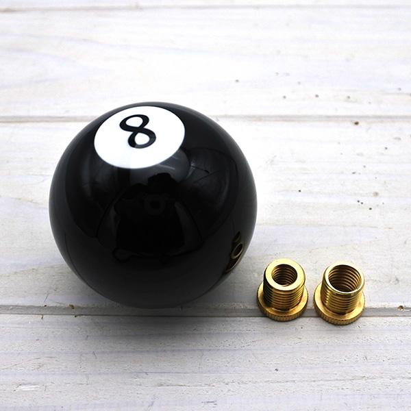 シフトノブ ビリヤード ボール No.8 ブラック 専用アダプター付き