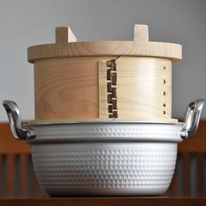 鍋付特級和せいろ 24（井桁桟）/国産ひのき/せいろ(直径24cm)・蓋・鍋