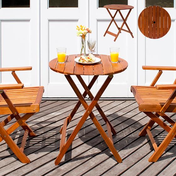 不二貿易（Fuji Boeki） ガーデンテーブル 折りたたみ 木製 アジアン