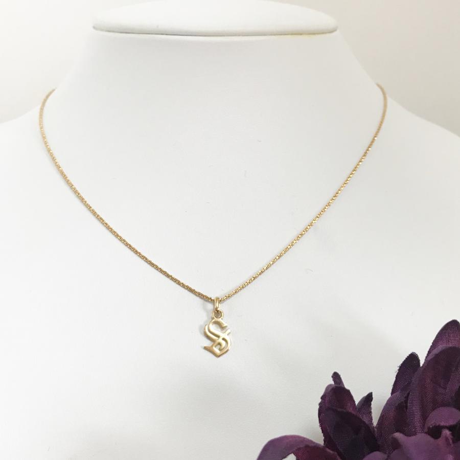 イニシャル ペンダントトップ S s K18 18金 ネックレス : Aire