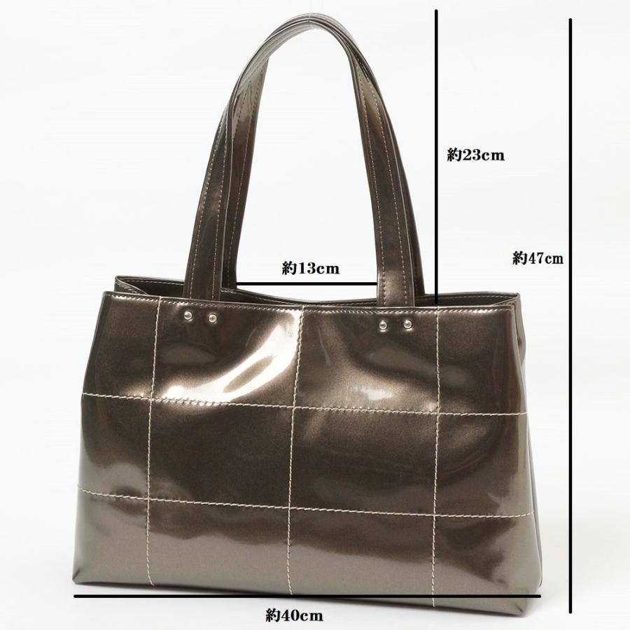 トートバッグ エナメルバッグ 日本製 No.2347 ブラック／レッド 合成