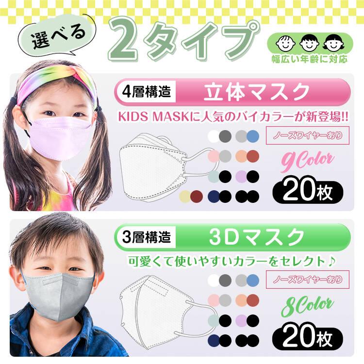 FANCYSHARP MASK マスク 子ども用マスク 20枚 こども 子供 不織布 3D