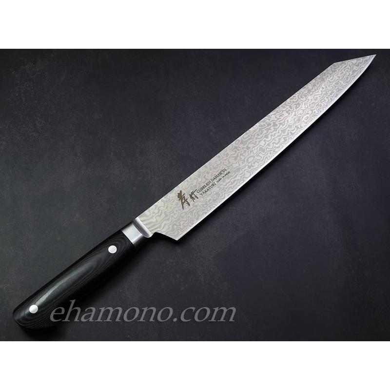 堺孝行 コアレスダマスカス 剣型（切付）柳刃260 ブラックマイカルタ