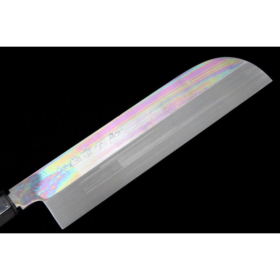 未使用品｜不動國行 鎌型薄刃包丁 本焼 七寸半 玄海正國 平鏡面 黒檀柄