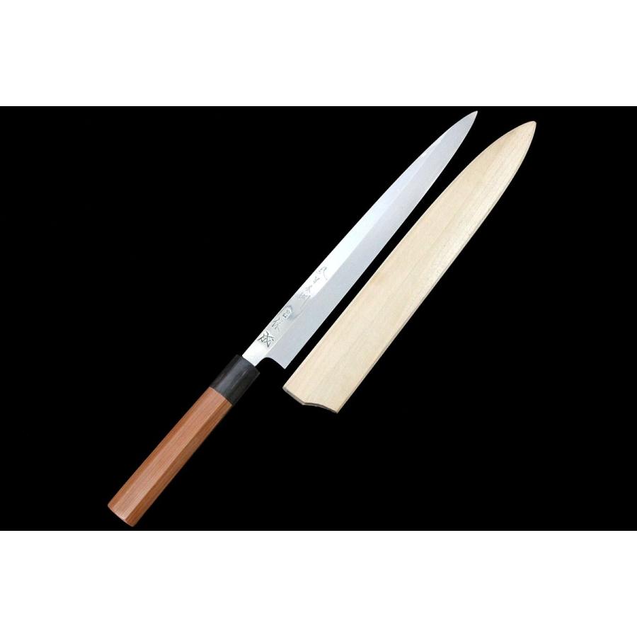 未使用品｜佑成 柳刃包丁 本焼 尺 純日本鋼 花梨柄 鞘付 KN02-A11376