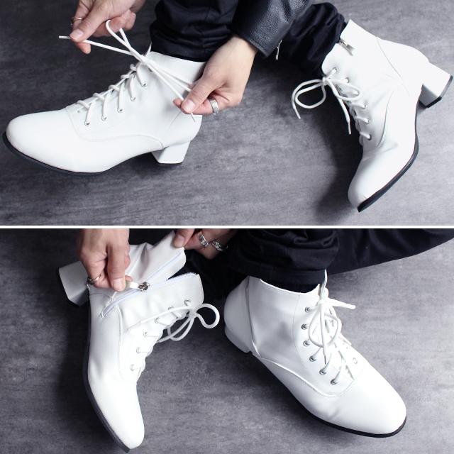 ヒールブーツ ブーツ ショートブーツ 編み上げ ブーティー メンズ