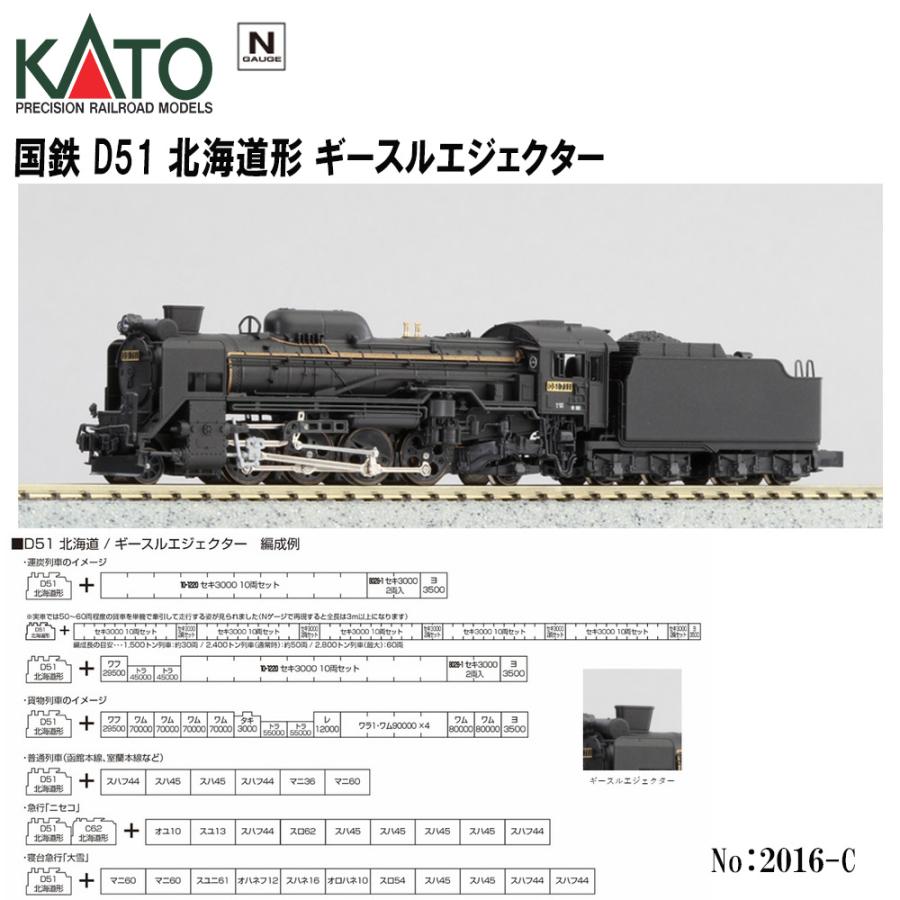 No:2016-C KATO 国鉄 D51 蒸気機関車 北海道形 ギースルエジェクター
