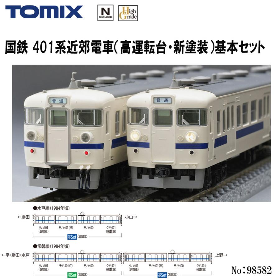 No:98582 TOMIX 国鉄 401系近郊電車(高運転台・新塗装)基本セット(4両