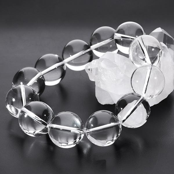 高品質 水晶 ブレスレット 大玉 20mm 20cm メンズLL サイズ 天然水晶