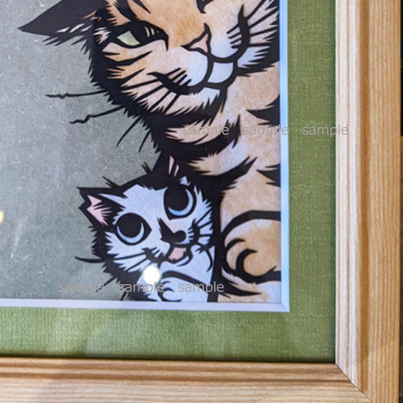 取寄せ可/切り絵 原画作品 さとうみよ 作品名 ついて来な 額入り