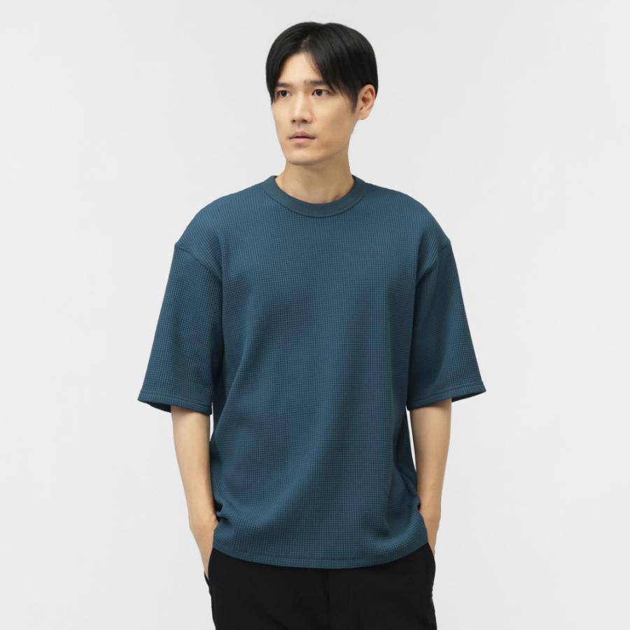 TIGORA（ティゴラ） メンズ 半袖 Tシャツ ワッフル5分袖Tシャツ TR