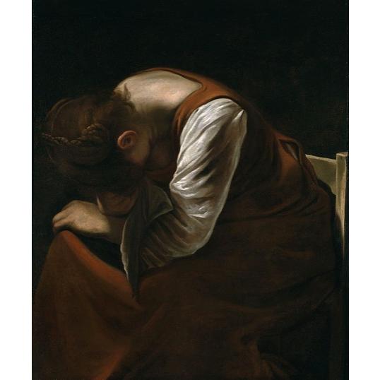 複製画 送料無料 絵画 油彩画 油絵 模写 カラヴァッジョ【悲嘆に暮れる