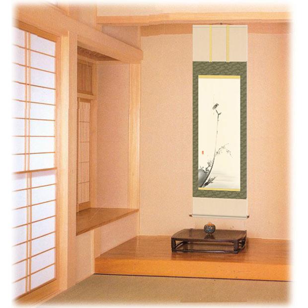 掛け軸 掛軸 宮本武蔵 枯木鳴鵙図 （ こぼくめいげきず ） （尺五