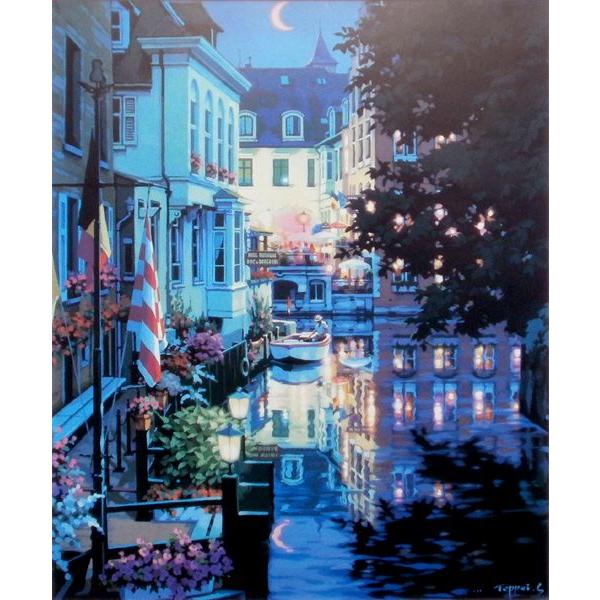 笹倉鉄平・ブルージュの舟着場（アート・複製画） : 絵画生活 - 通販