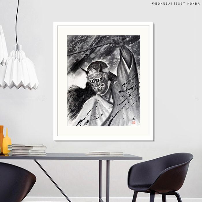 ISSEY HONDA「能楽」能 般若 水墨画 絵画 インテリア 複製画 壁掛け 絵