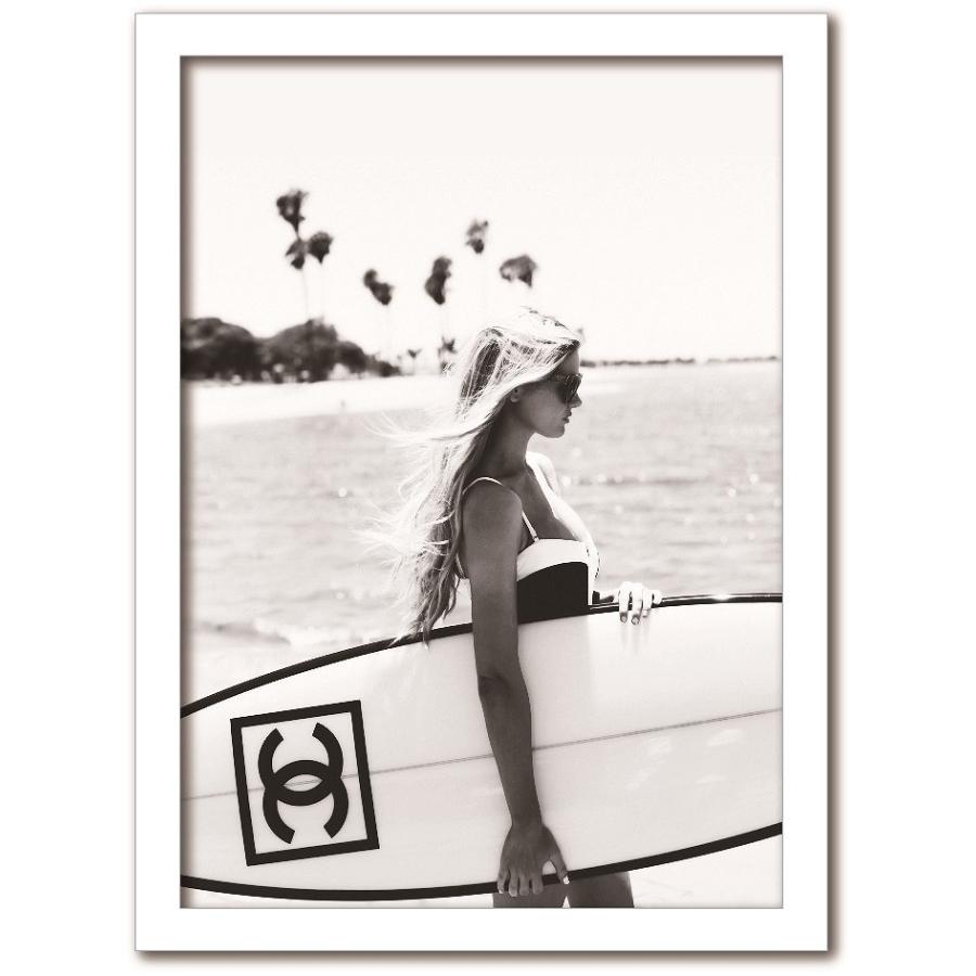 アートポスター ブランド 額入り A4 サーフガール ココ シャネル