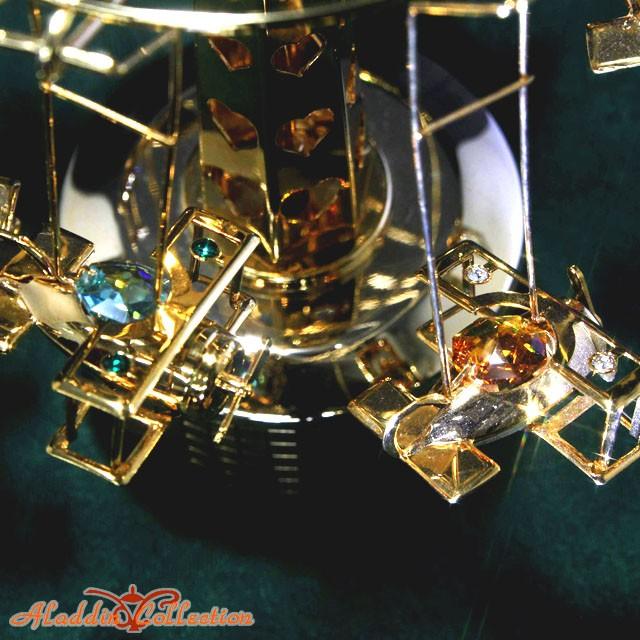 スワロフスキー オーナメント オルゴール飛行機 置物 合金製