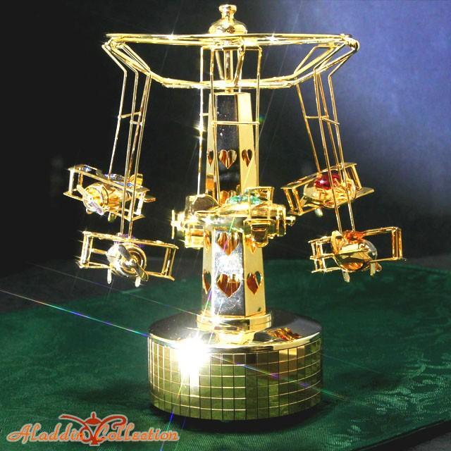 スワロフスキー オーナメント オルゴール飛行機 置物 合金製