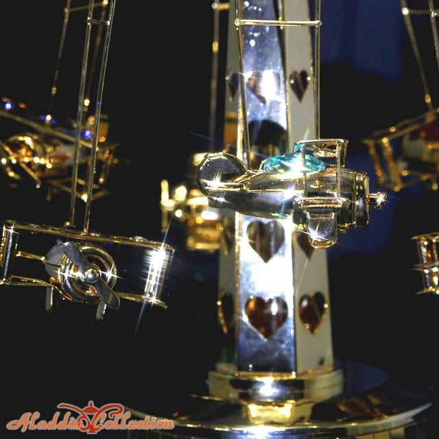 スワロフスキー オーナメント オルゴール飛行機 置物 合金製