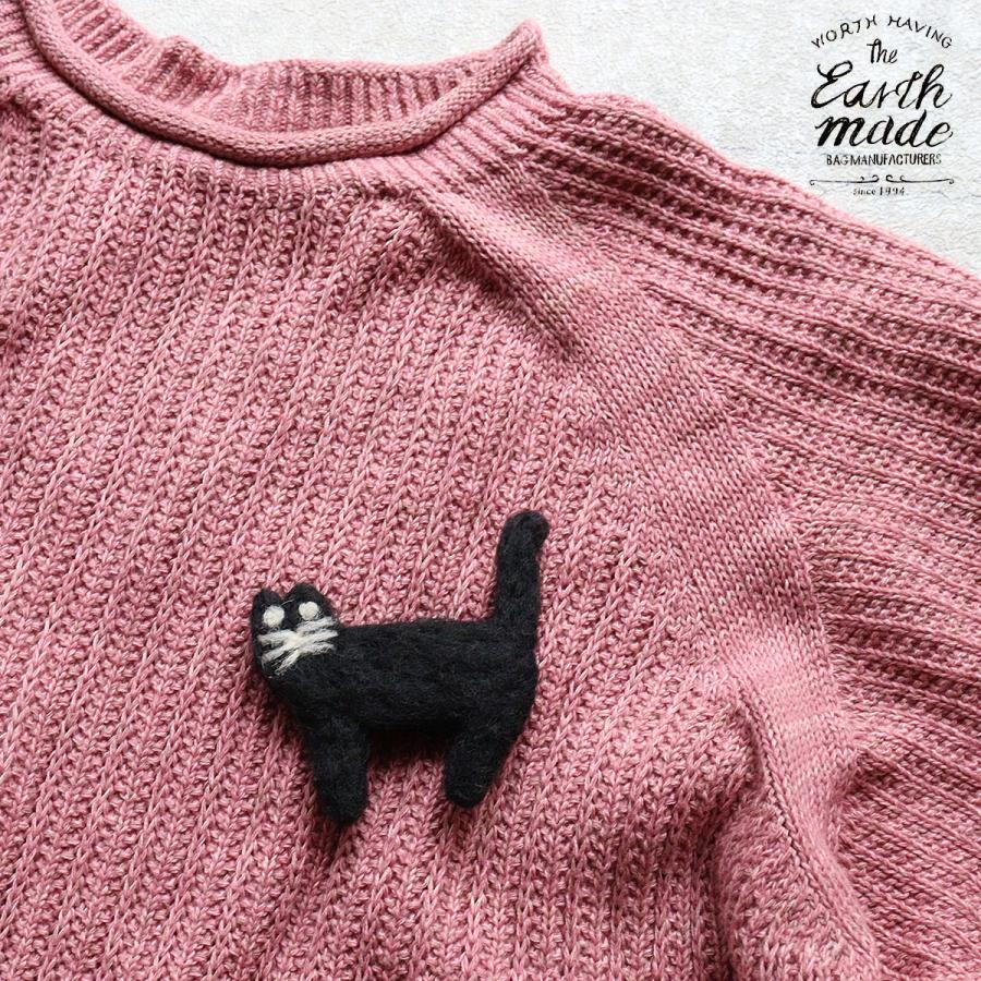 EARTH MADE（アースメイド） フエルトブローチ ネコ NEKO 羊毛 猫 黒猫