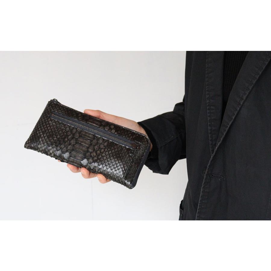 限定品 ZOO(ズー) 墨染め 蛇革 ダイヤモンドパイソン L字ファスナー長