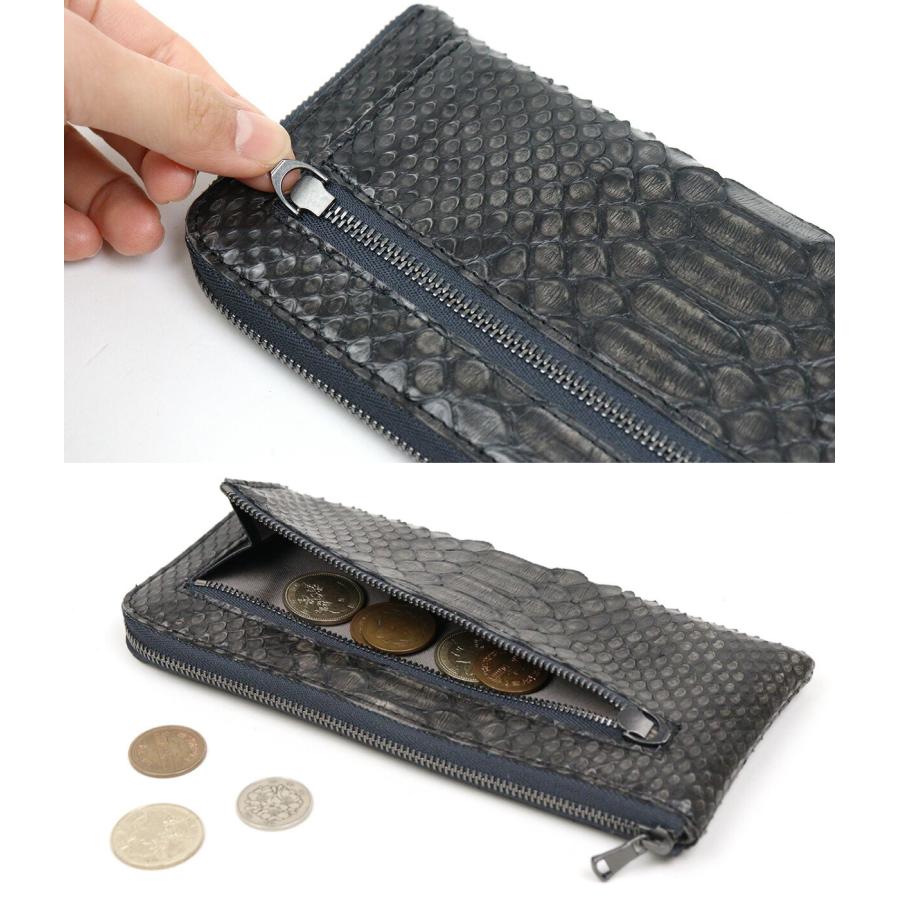 限定品 ZOO(ズー) 墨染め 蛇革 ダイヤモンドパイソン L字ファスナー長