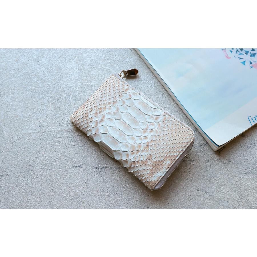 ZOO（ズー） 蛇革 白 ダイヤモンドパイソン L字ファスナー財布 ZMW-028