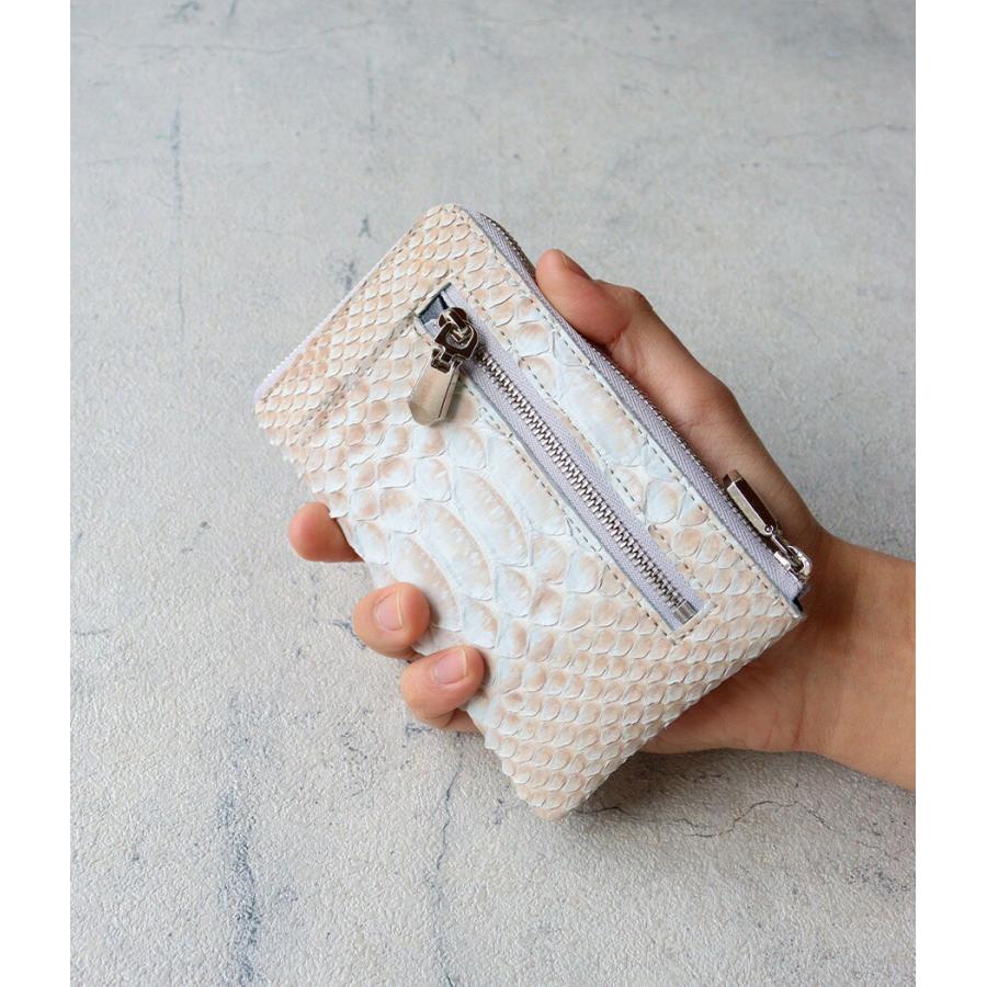 ZOO（ズー） 蛇革 白 ダイヤモンドパイソン L字ファスナー財布 ZMW-028