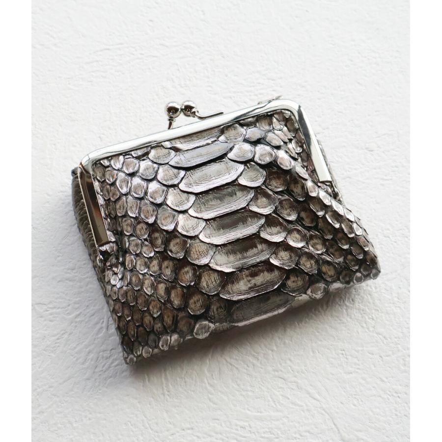 二つ折り財布 がま口 ZOO ズー 蛇革 ダイヤモンドパイソン ユニ