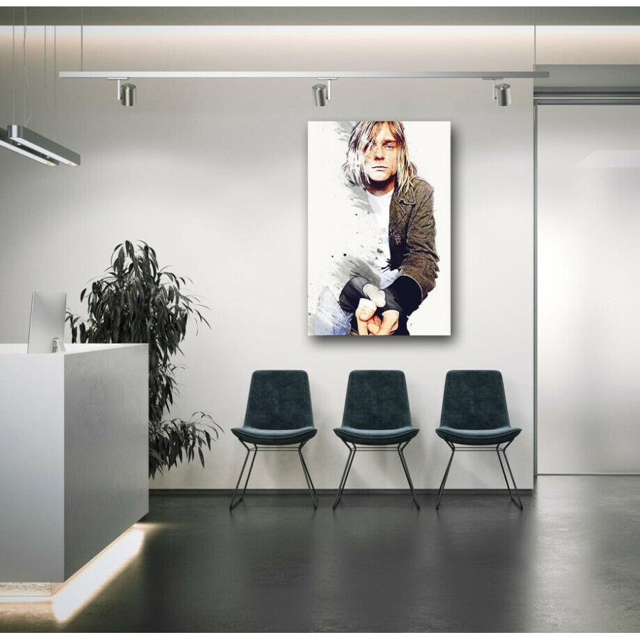 カート・コバーン ニルヴァーナ 高級 キャンバス フレーム 付き