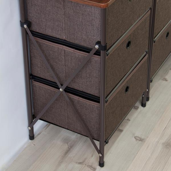 簡易組立チェスト3D チェスト タンス ブラウン 茶色 北欧 おしゃれ 3段