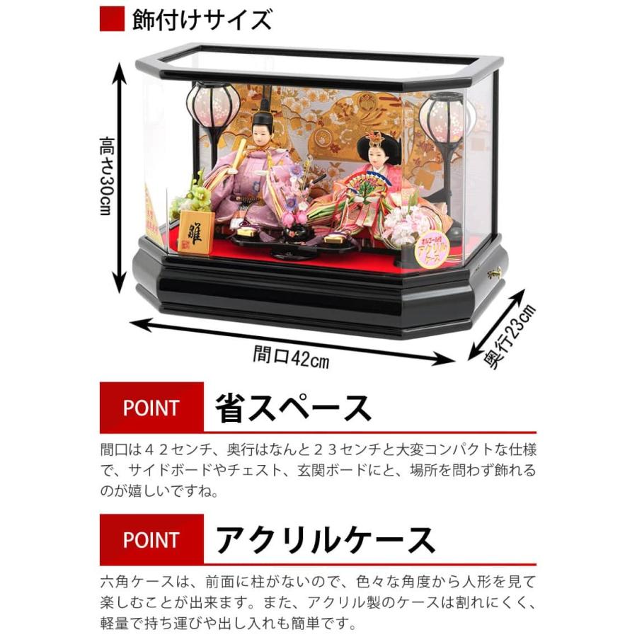 雛人形 コンパクト ひな人形 雛 ケース飾り 親王飾り 清玉作 小芥子