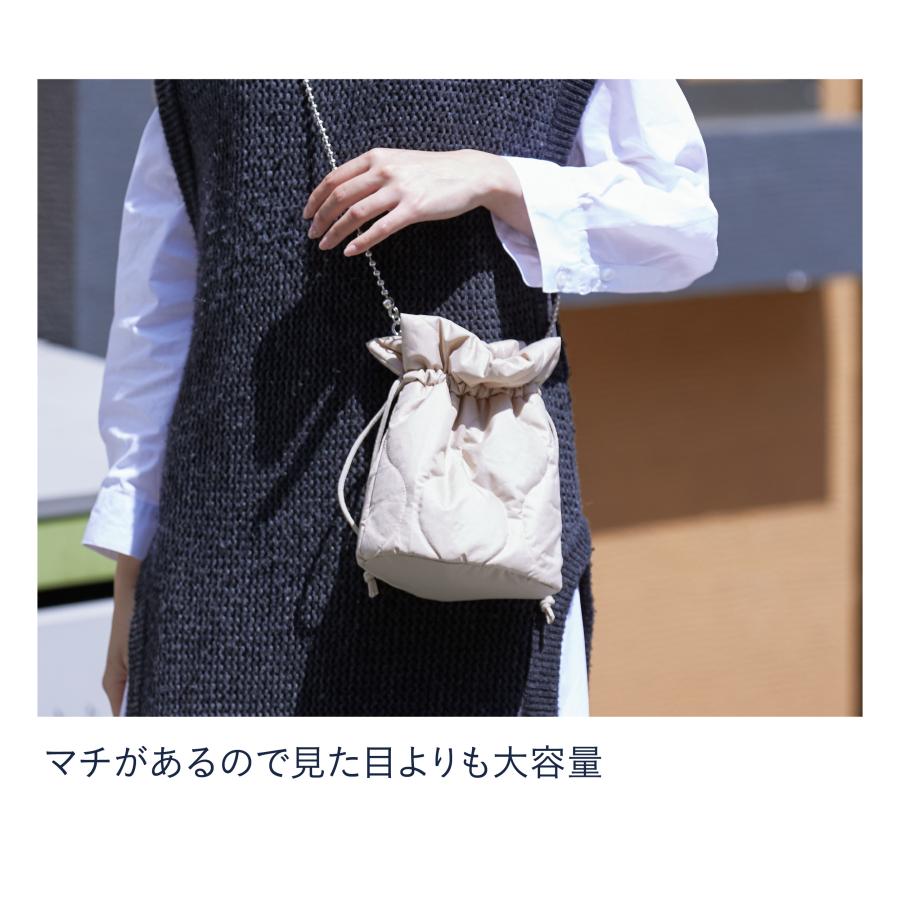 assa ショルダーバッグ 巾着バッグ キルティング 撥水 ポシェット