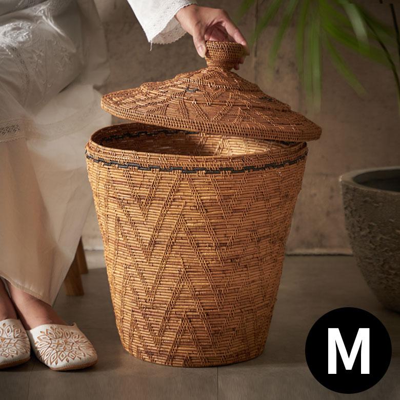 バスケット ふた 付き ポット M 壺型 アタ 高さ 約 52cm ランドリー