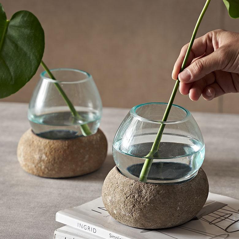 プランター オブジェ 石 ストーン ガラス デコレーション 水槽 水鉢