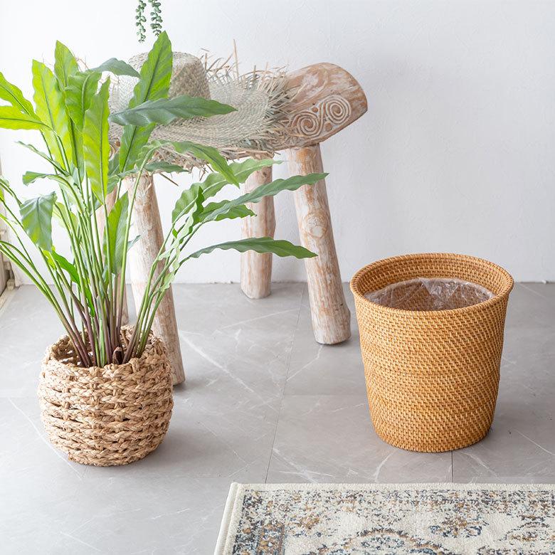 ゴミ箱 ダストボックス バスケット かご ラタン 籐 丸型 円形 丸い