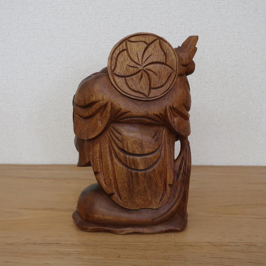 布袋さんの木彫り 立像 木製 スワール無垢材 30cm 七福神 布袋尊