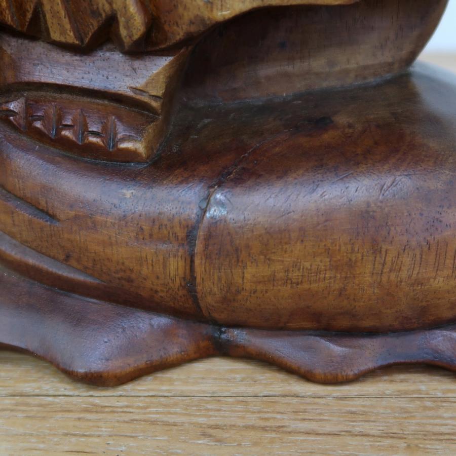 布袋さんの木彫り 立像 木製 スワール無垢材 30cm 七福神 布袋尊