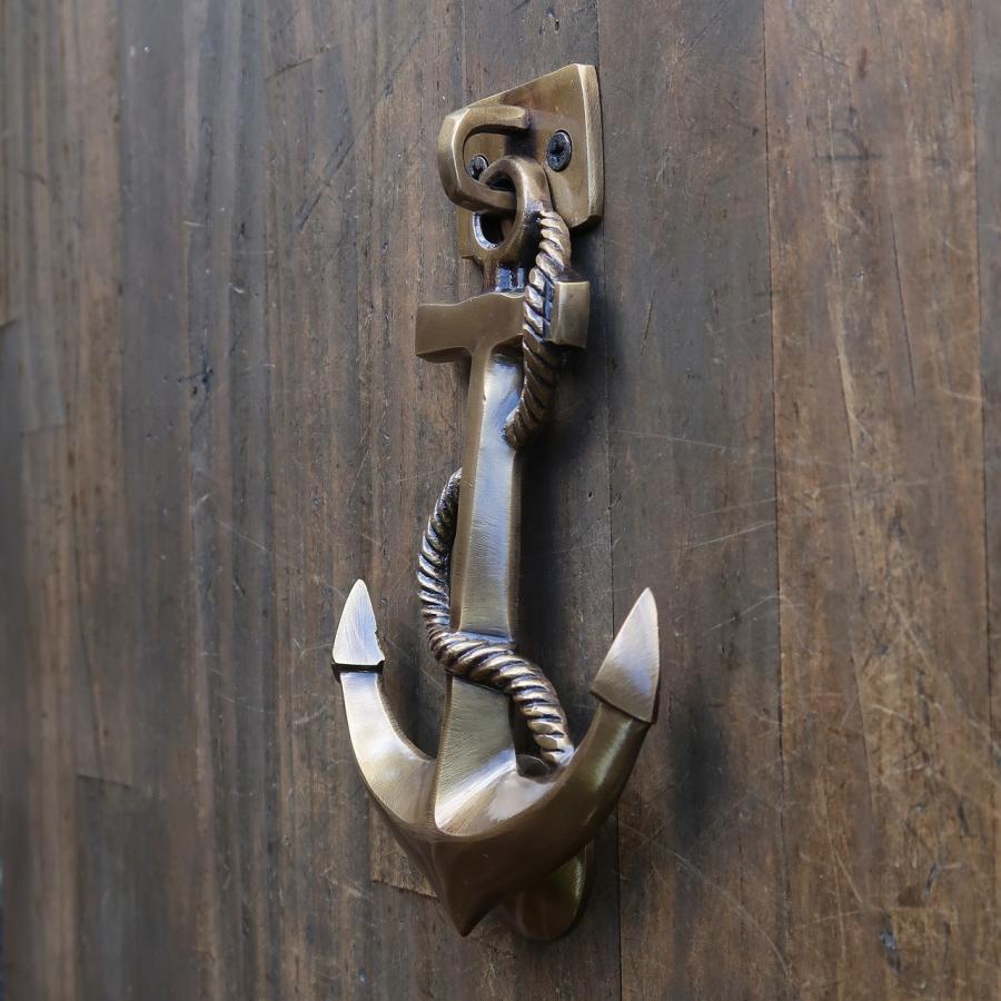 イカリのドアノッカー ドアノック 玄関 真鍮製 アンティーク調 碇 錨
