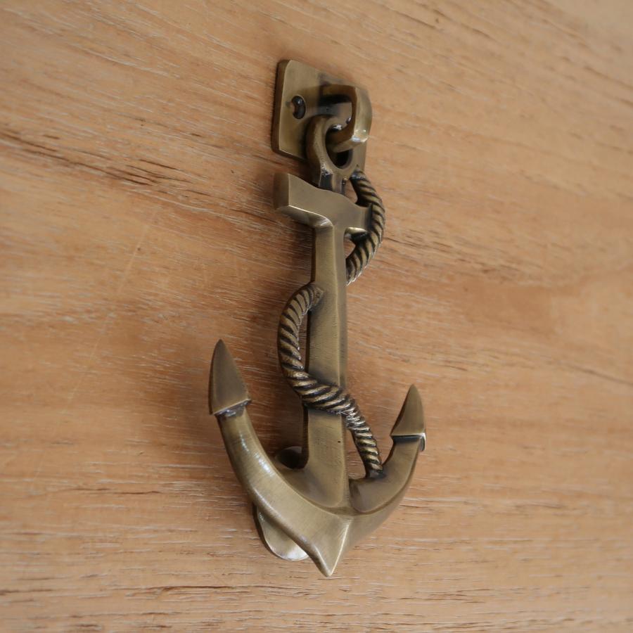 イカリのドアノッカー ドアノック 玄関 真鍮製 アンティーク調 碇 錨