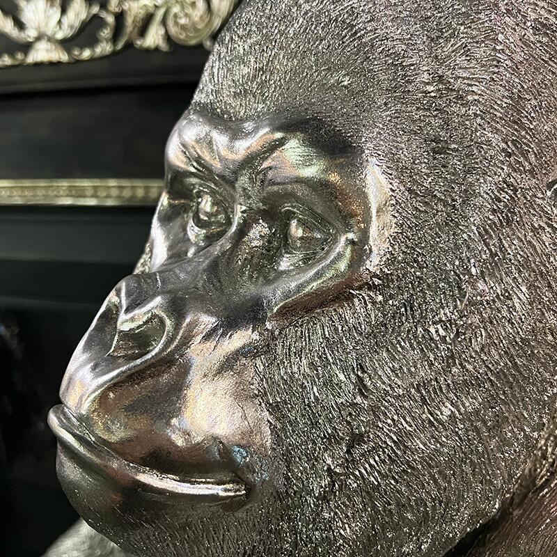 コングL シルバー ゴリラ 動物 オブジェ 大きい インテリア インテリア