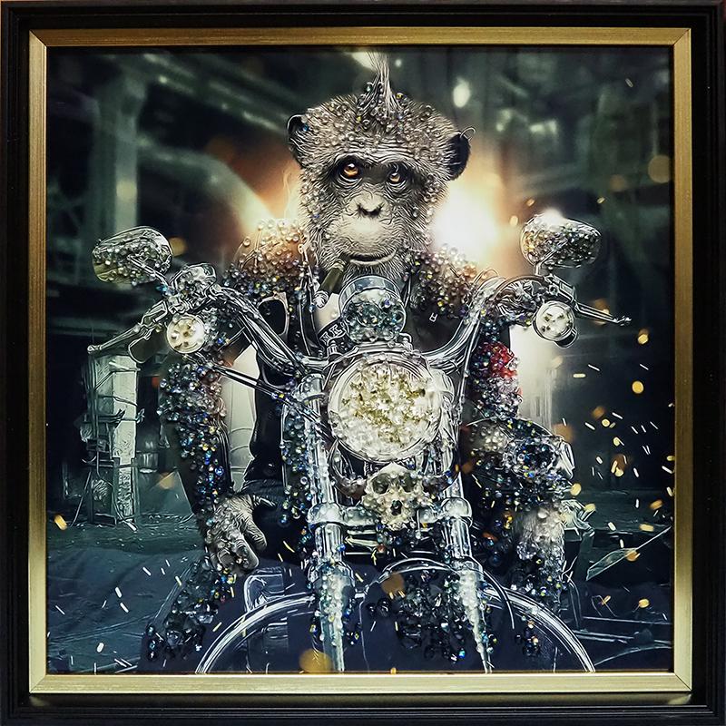 クリスタルアート モンキーバイク312 アートパネル 41x41cm モンキー