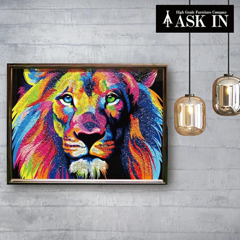 クリスタルアート ライオン48 アートパネル 86x66cm 写真 おしゃれ