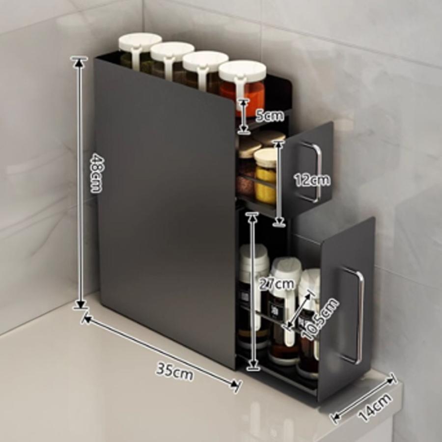 調味料ラック スリム 隠せる調味料ラック 調味料 収納 引き出し 2段 3