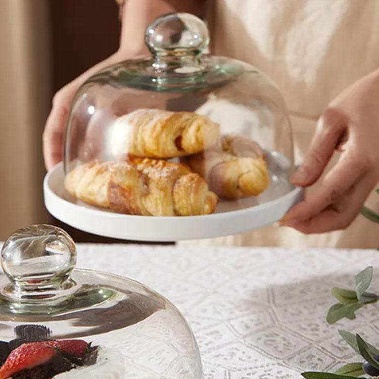 木製 ケーキスタンド ドーム 1段 陶器 ケーキトレー ケーキ台 ガラス蓋