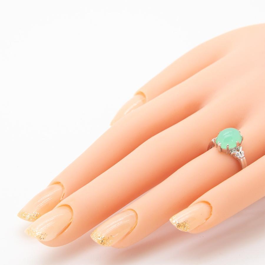 オパール リング 指輪 1.8ct K10WG グリーンオパール 10月 誕生石